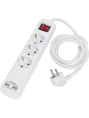 Grenuttag 3:a m USB - White/white 1.4m - PR Home - Ljusvaruhuset