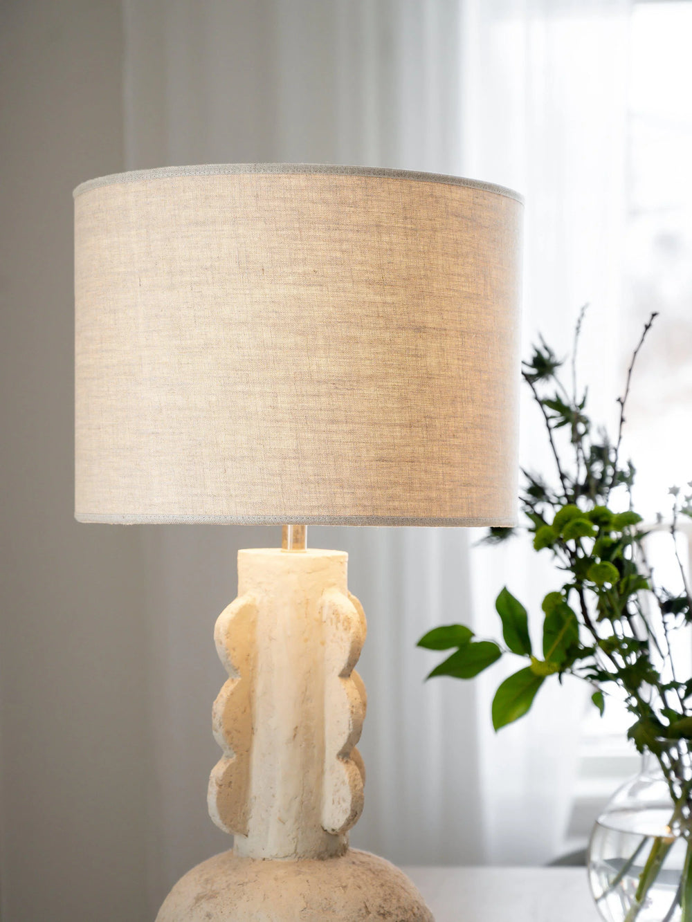 Sara Lampskärm - Lin Natur/vit 35cm - PR Home - Ljusvaruhuset