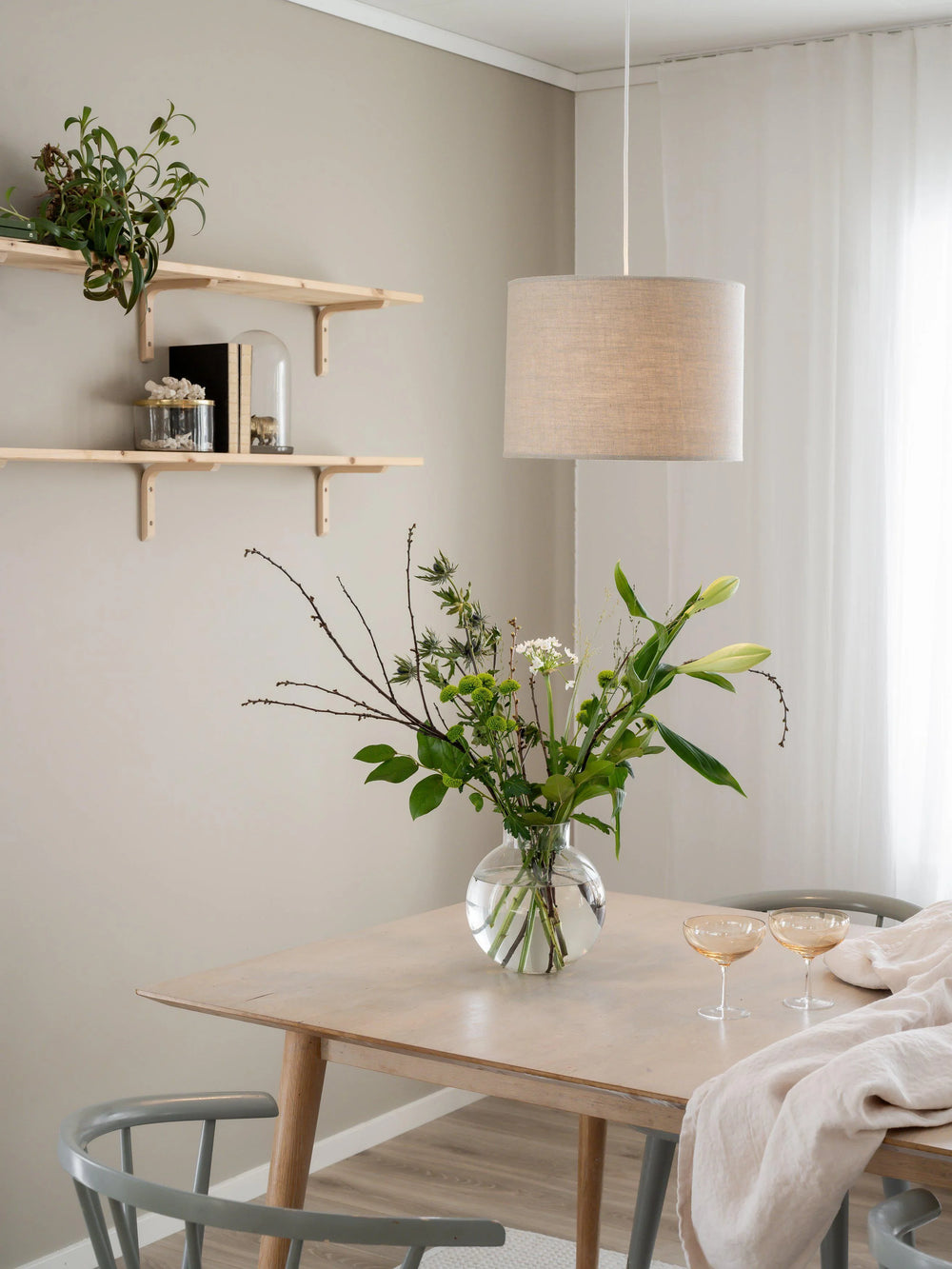 Sara Lampskärm - Lin Natur/vit 35cm - PR Home - Ljusvaruhuset