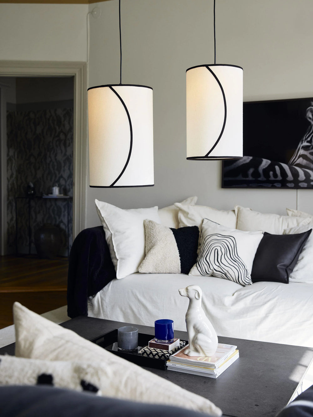 Ava taklampa - Offwhite/svart 30cm - PR Home - Ljusvaruhuset