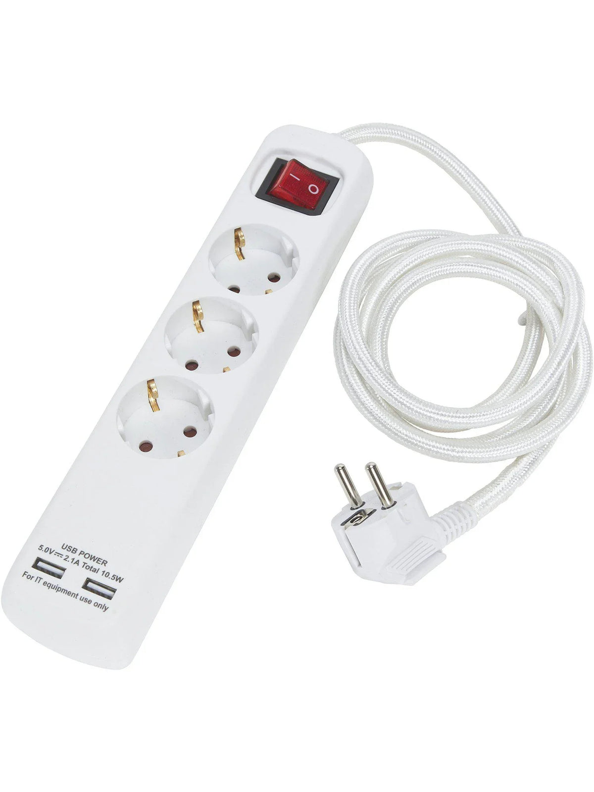 Grenuttag 3:a m USB - White/white 1.4m - PR Home - Ljusvaruhuset