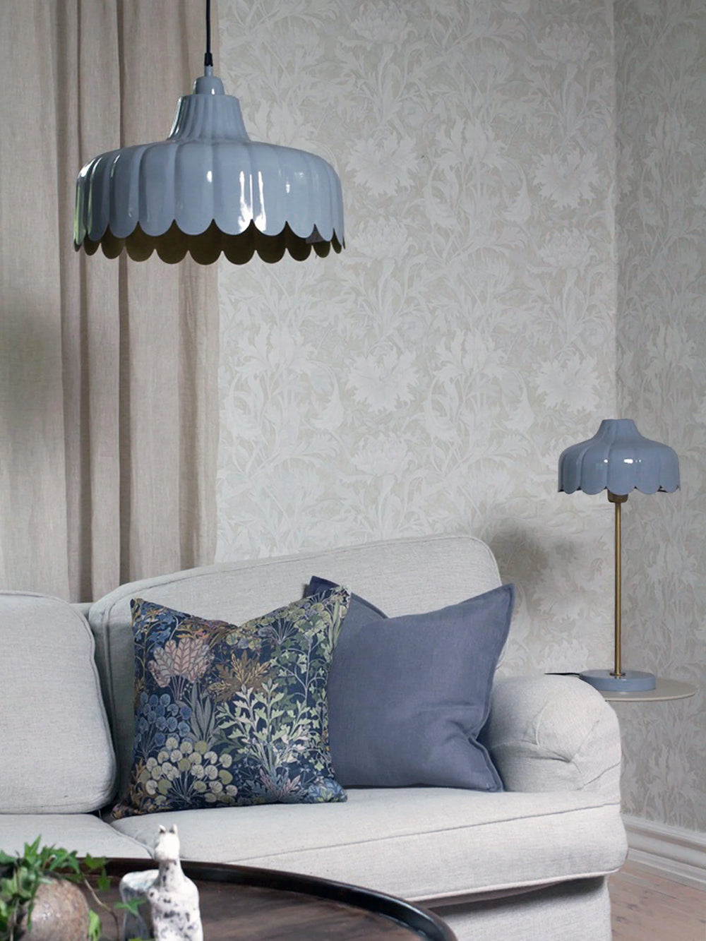 Wells taklampa - Denim/guld 43cm - PR Home - Ljusvaruhuset