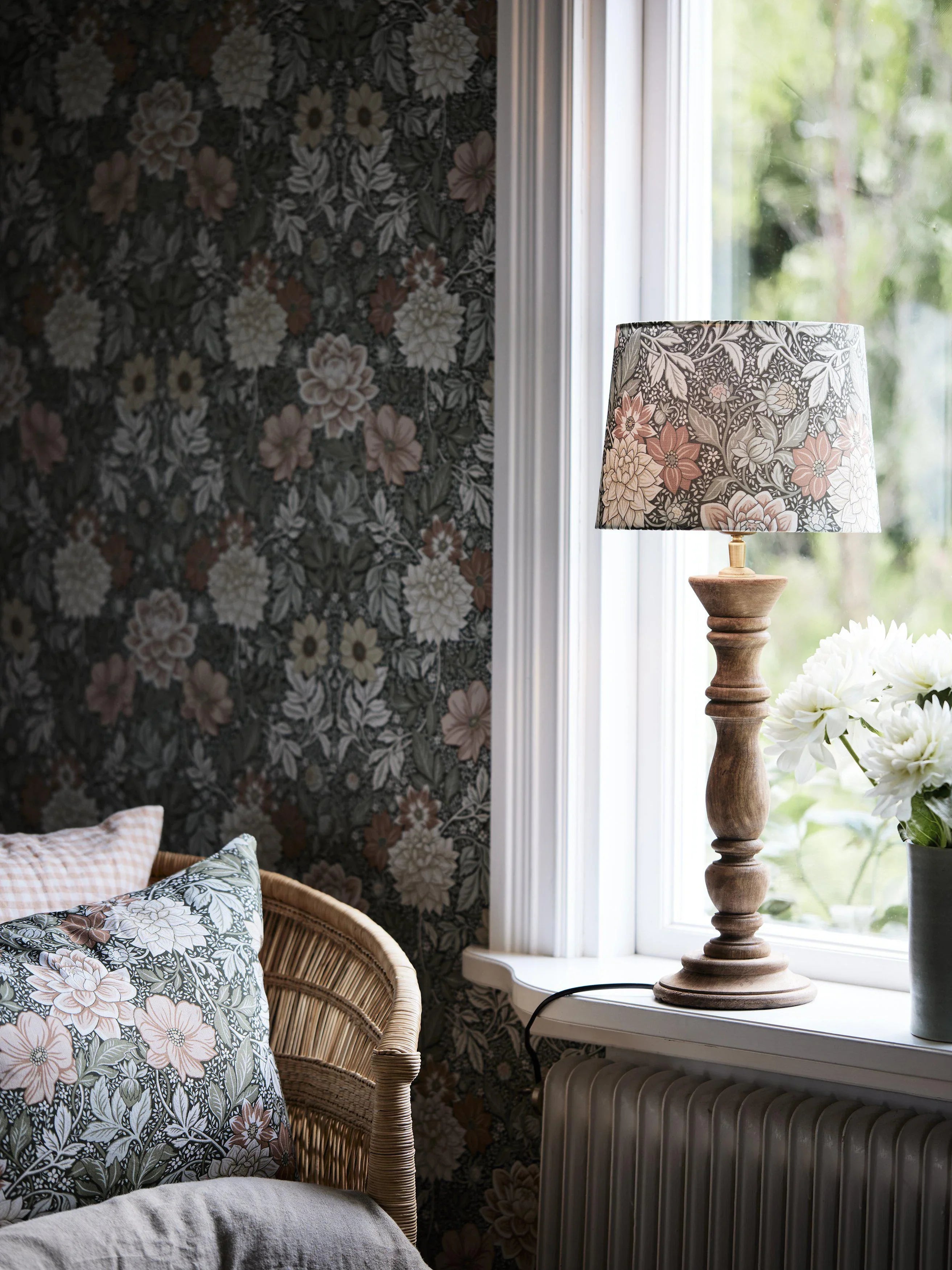 Sofia Lampskärm - Dahlia Grön 25cm - Borås tapeter - Ljusvaruhuset